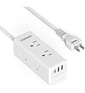 2 Prong Power Strip, TOPREK 2 Prong to 3 Prong Outlet Adapter, 1440J 2 Prong Surge Protector with...