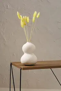 PUREZENTO Oreo Vase White 6 inch Matte Finish Ceramic Designer Flower Vases for Home, Decoration, Centre Table, Bedroom, Side Corner Beautiful Decorative Vases with Unique Quality