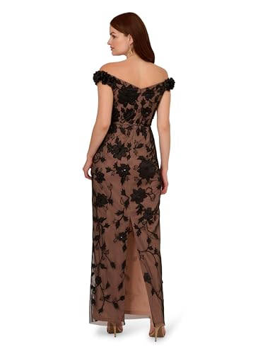 Adrianna Papell Women's Off Shoulder Bead Long Dress2