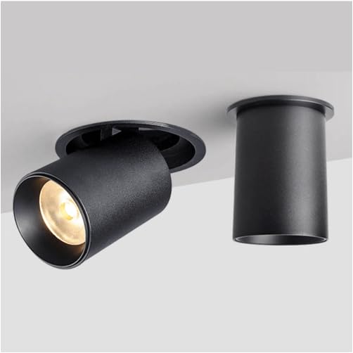 Harold Electricals 12W Adjustable Semi-Recessed Cylindrical COB Spotlight, Downlight for Indoor Lightings, Living Room, Fall Ceiling, Bedroom, Kitchen, Studio - Black Body (Warm White) 72x105mm