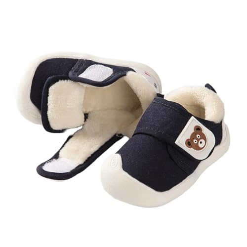 Première Paire De Chaussures De Marche pour Bébé Garçon Fille Baby Boy Girl Sneakers Fall And Winter Soft Sole Non Slip Padded Cotton Shoes Lightweight Toddler Shoes Basket (Dark Blue, 25 Toddler)
