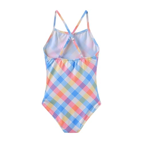 Image of iLover Girls Sparkle One Piece Swimsuits Crossback Swimwear Beach Bathing Suit with Adjustable Strap 4-10 Years