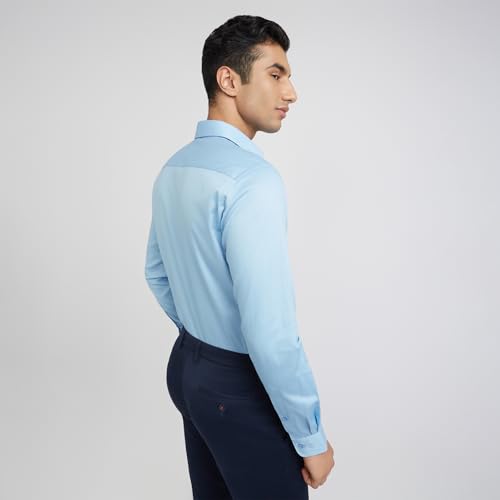 Image of Raymond Men's Slim Fit Solid Pattern Pure Cotton Semi Cut Away Collar Full Sleeve Formal Shirt