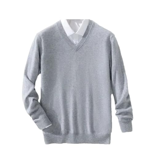 Men's Soft Cashmere Blended Sweater Fall Winter Business V-Neck Slim Fit Knitted Pullover Sweater