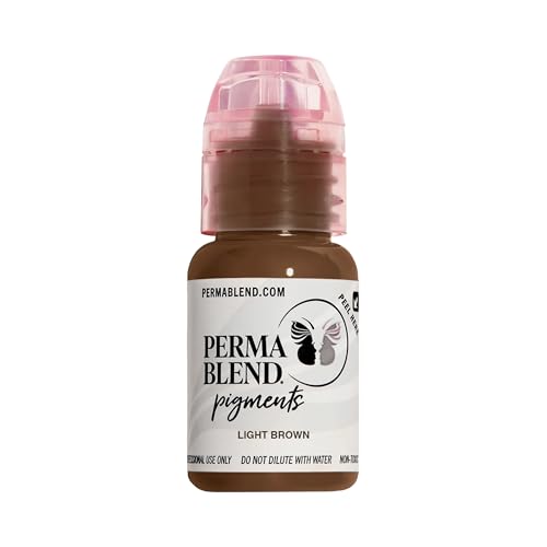 Perma Blend Light Brown Eyebrow Tattoo Ink Pigment, Professional Brow Microblading Supplies, 1/2 oz Bottle