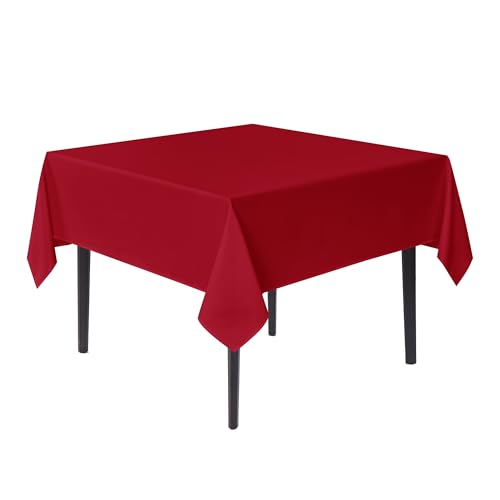 Image of sancua Small Square Tablecloths, Christmas Red Table Cloth, 36x36 Inch | For Square or Round Tables, Washable Polyester Fabric Cover, For Nightstand End Bedside Tables