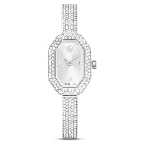 Swarovski Reloj Dextera Bangle, Fabricado en Suiza, Brazalete de Metal, Tono Plateado, Acero Inoxidab