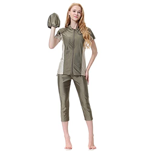 Maillots de bain musulmans modestes vert armée XXL ensemble tankini 3 pièces