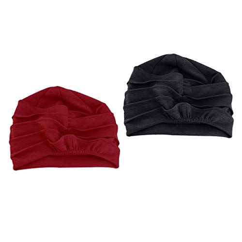 Gorro largo feminino F Fityle, 2 unidades, chapéu de malha de algodão de inverno confortável, chapéu