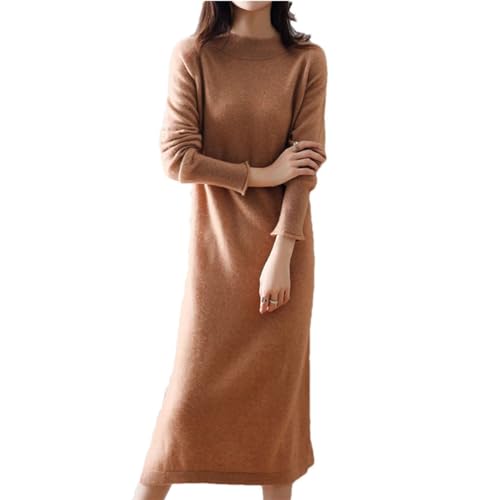 Robe pull décontractée en tricot 100% laine pour femme col rond