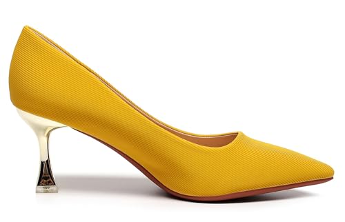 VenusCelia Women's Golden-Sun Pump Stiletto Heel Shoe3