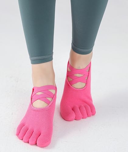 Image of SPENCIAL'S Women Non Slip Yoga Socks With Grips,Cotton Pilates Sports Athletic Dance Short Socks for Girls Ballet Pratice