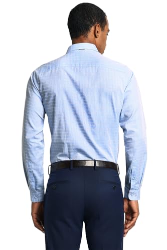 Image of Peter England Men's Micro-Checkered Formal Slim Fit Full Sleeve Shirt | Cotton Rich