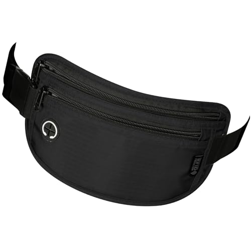 VINATO Diebstahlschutz Bauchtasche, Unauffällige Gürteltasche für Damen & Herren mit RFID-Schutz, Reisetasche diebstahlsicher für Festival, Sport, Reisen, Geldgürtel oder Reisepasstasche, Schwarz