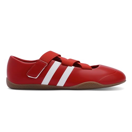 Tigeridea Tigeridea Sneakers for Women Fashion Retro Mary Jane Sneakers Comfortable Business Casual Tennis Shoes Lightweight Ballet Flats Footwear 10 Red White