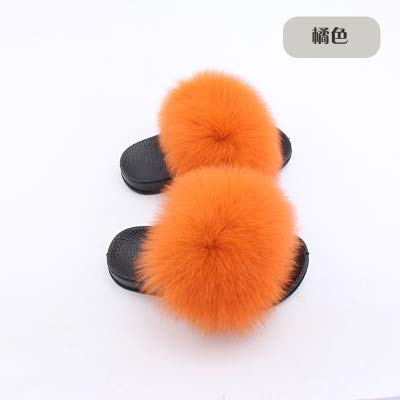 LVCOMEFF Girls Toddler Real Fox Fur Sandals Slides Fluffy Fuzzy for Kid Child2