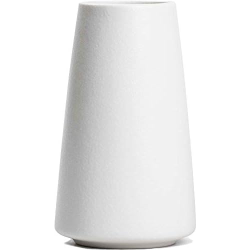 Ceramic Vase for Home Decor – Flower Vase Minimalism Style for Modern Table Shelf, Fit for Centerpieces Kitchen Living Room Bedroom Fireplace Office Desk (White, 5.9 x 3.54)