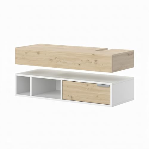 Vicco Waschbeckenunterschrank Weiß Henri 100x15x40 cm - Unterschrank für das Badezimmer, Mehr Stauraum ohne Bodenfläche zu nutzen