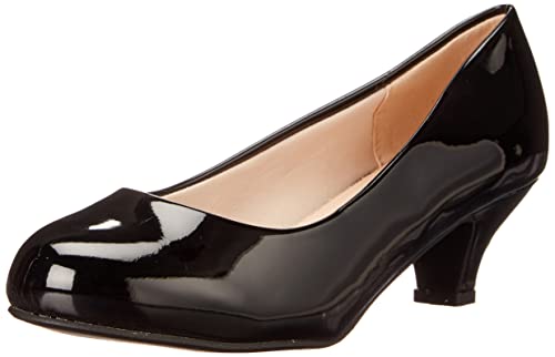 Olivia K Women's Classic Closed Toe Kitten Heel Pumps | Dress, Work, Party Low Heeled, Black, 8