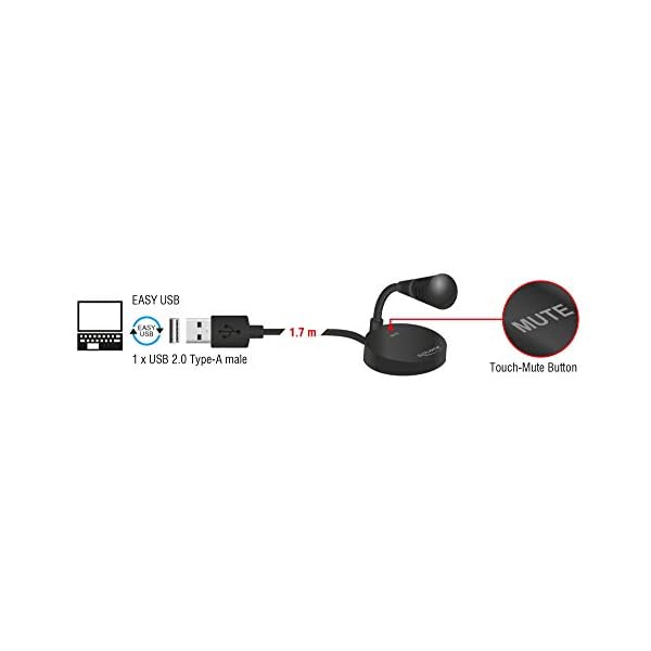 Delock USB Mikrofon mit Schwanenhals für Notebook und Computer, Plug&Play, ideal für Gaming, Podcast, Skypen und Gesang… – Bild 3