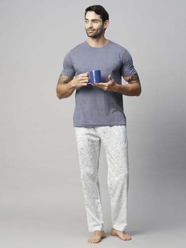 Image of Urban Scottish Men's Blue Checks Woven Cotton Pyjama with Side Pockets