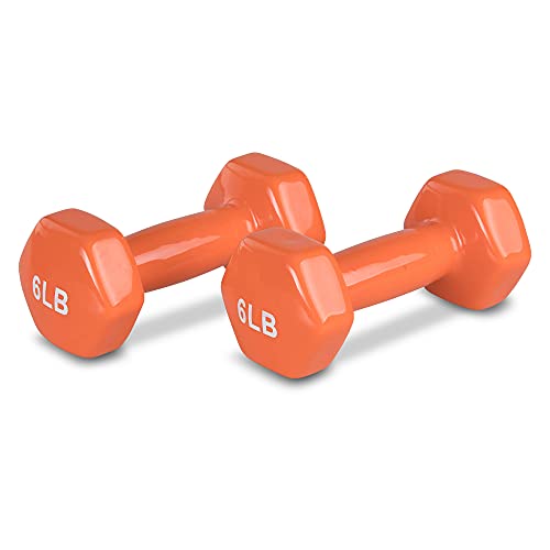 Image of amazon basics Vinyl 6 Pound Dumbbells - Set of 2, Orange pounds