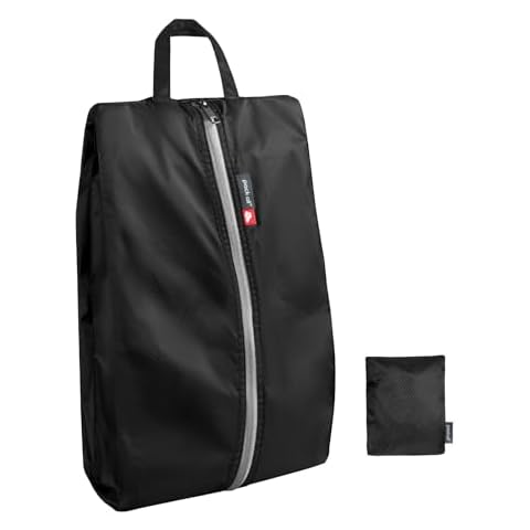pack all Foldable Shoe Bags, Water-Resistant Travel Shoe Pouch with Zipper, Lightweight & Portable Shoe Storage Organizer, Plus-Black (Dual Pocket Version) Cover