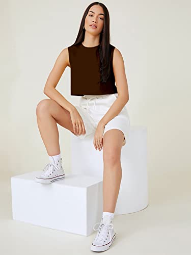 Image of Aahwan Women's & Girls' Sleeveless Oversized Crop Top /T-Shirt with Round Neckline