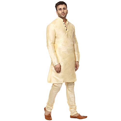 Men's Silk Plain Chinese Collar Kurta with Payjama3