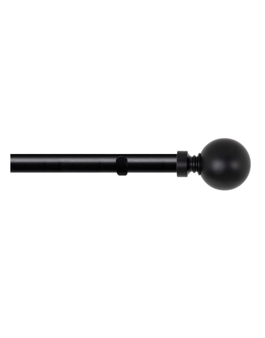 Abc Decor Black Eyelet Curtain Pole With Adjustable Bracket, 28 Mm Diameter Trade Pole. Traditional Ball Ball Finials, 240 Cm,