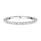 Diamond Half Eternity Ring in Platinum Plated 925 Sterling Silver Size M Gift for for Womens Ladies and Girls
