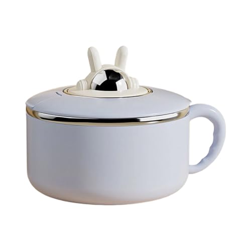 Yhsioaklo Cuenco Para Ensaladas Con Tapa | 1200ml Recipiente Sopas Y Fideos,Tazón De Acero Inoxidable De Gran Capacidad Con Tapa Para Fideos Instantáneos - Para Sándwiches Verduras Hogar Residencia