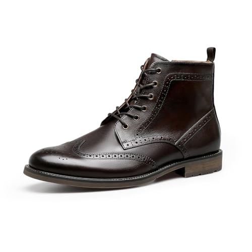 Men's Leather Boots with Brogue Design, Lace-Up Style, Composite Outsole