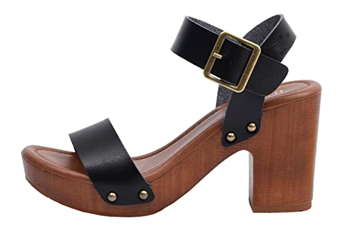 Dunes Women's Sydney Faux Wood Sandal +Memory Foam & LiteSole Technology