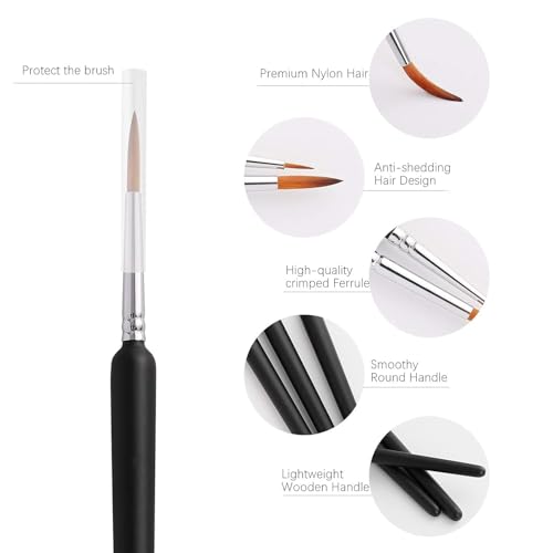 Image of Acrylic Paint Brushes Set Fine Detail Artist Brush Kit (00000, 000, 0, 2mm) with Thin Liner, Point & Blender Brushes Professional Painting Brush Set for Acrylic, Art, Craft & Miniature Detail Work(11)