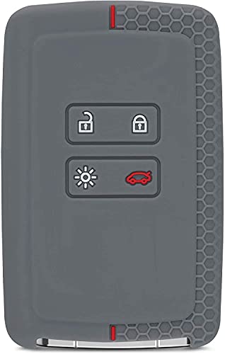Image of JVCV Soft Silicone Key Cover Compatible with Renault Duster Kiger Triber Smart Key - Stylish Durable Protective (Grey Red)