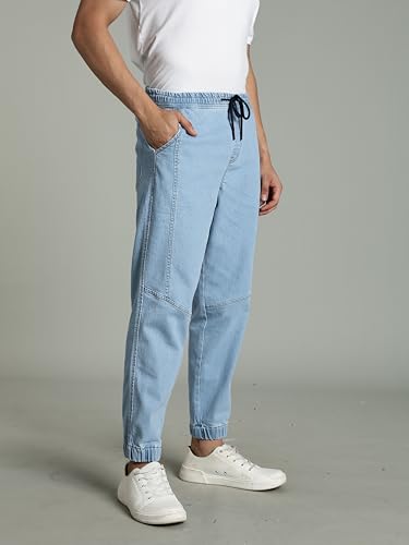 Image of INKD Men's Regular Fit Joggers - Mid -Rise | Cotton Blend | Stretchable Fabric| Elasticated Waistband | Jeans for Men (Available in Plus Sizes)