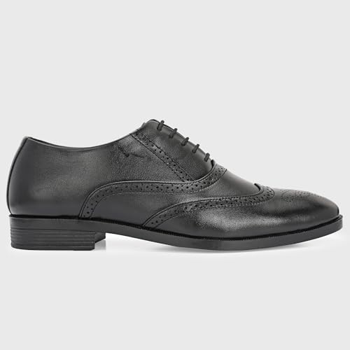 Image of Centrino Men's Formal Lace-Up Shoes | Soft & Comfortable Oxford Brogue Dress Formal Shoe| Stylish Looking Lace Up Medallion Toe Perforated for Business Formal Wedding & Office Wear (9359)