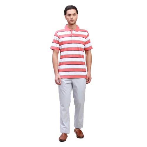 Image of Colorplus Men's Cotton Blend Solid Piece Dyed Pattern Contemporary Fit Flat Front Casual Trouser