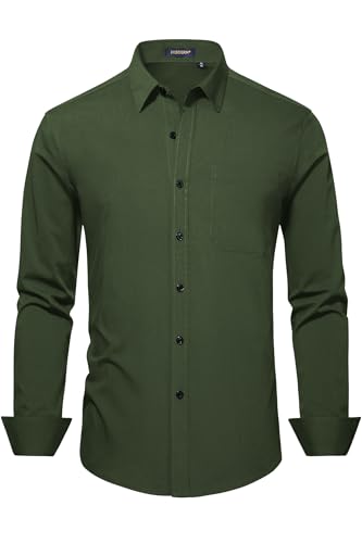 Image of HISDERN Mens Dress Shirts Long Sleeve Button Down Casual Shirts for Men Inner Contrast Formal Business Tuxedo Wedding Shirt