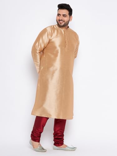 Image of Vastramay Plus Men's White Silk Blend Kurta Pyjama Set VPLUSMKWH001nPBL 44 | Independence Day