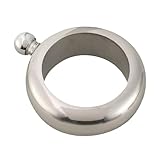 Frasco de cadera de acero inoxidable, frasco portátil, espejo pulido, diseño de pulsera único, adecuado para acampar y llevar espíritus como el whisky.-Silver