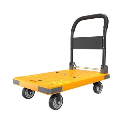 RUNZE765Z Chariot Plateforme Chariot à Plateau Polyvalent avec Roues silencieuses de 5 Pouces Transport Pliable Chariot à Plat(Yellow)