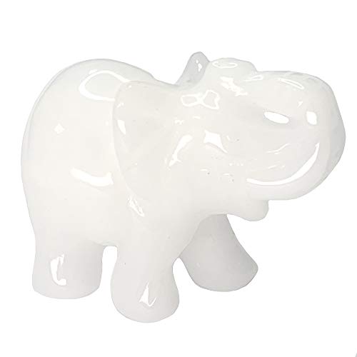 White Jade Elephant Gemstone Figurines Hand Carved Pocket Statue Healing Crystals Good Luck for Home Decor 1.5 inches