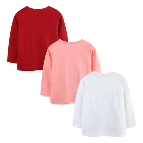 Image of Toddler Girls T-Shirt Knit Cotton Animal Pattern Round Neck Long Sleeve Top Sweatshirt 3 Pack