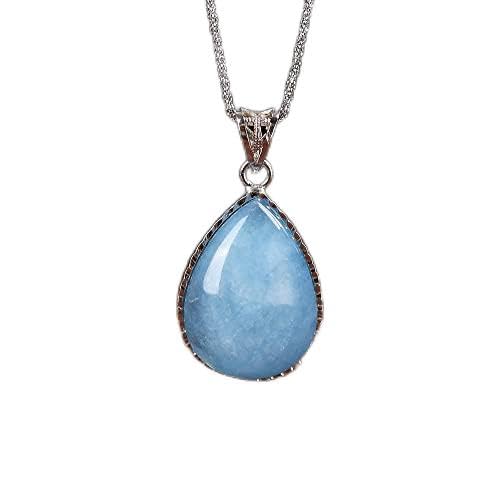 Collier aigue-marine naturelle anti-ternissement, chaîne argent S925 pour peau sensible