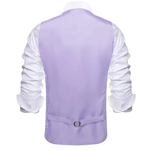 Image of Hi-Tie Men's Formal Suit Vest Solid Fit Vest for Men 3 Pockets V Neck Waistcoat Business Wedding Casual