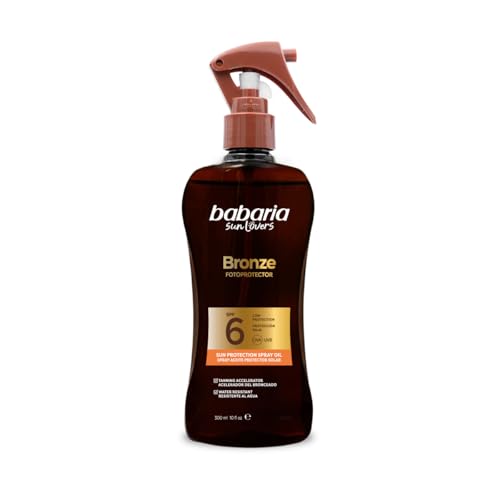 Babaria - Bronze Carrot Sun Oil SPF6 | Tanning Accelerator | Intense Gold Tone | Light Texture | Waterproof | Coral Friendly | Vegan | 200 ml