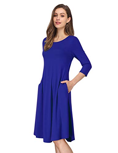 Misky Vestido casual con bolsillo para mujer Azul Azul Real XXXL
