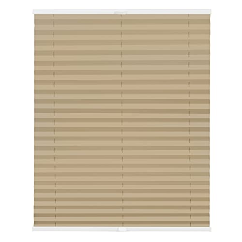 Lichtblick Plissee Klemmfix nach Maß, ohne Bohren, verspannt, lichtdurchlässig, Blickdicht, Made in Germany - Sand 55 cm x 130 cm (B x L)